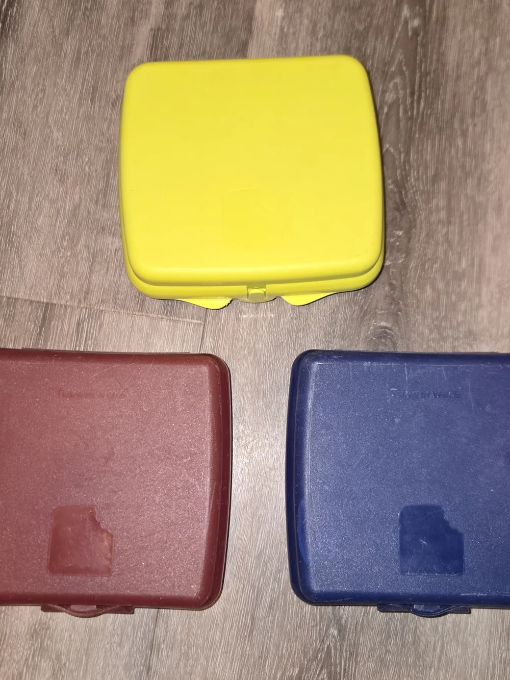 Tupperware Yellow, Red, and Blue Food Storage Containers